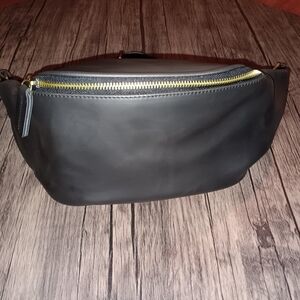 Black Sling Purse Gold Accents